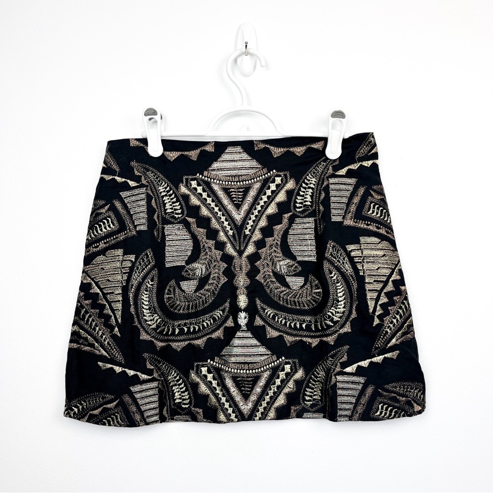 Blaque Label, Black Mini Skirt with Gold Metallic Threading